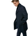 Navy blue coat with plaid interior