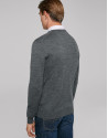 Grey melange wool sweater with V neck