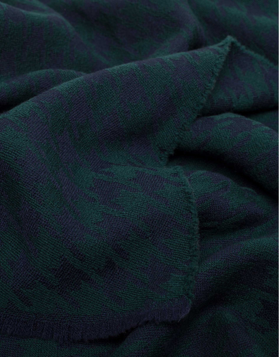 Blue and green houndstooth scarf
