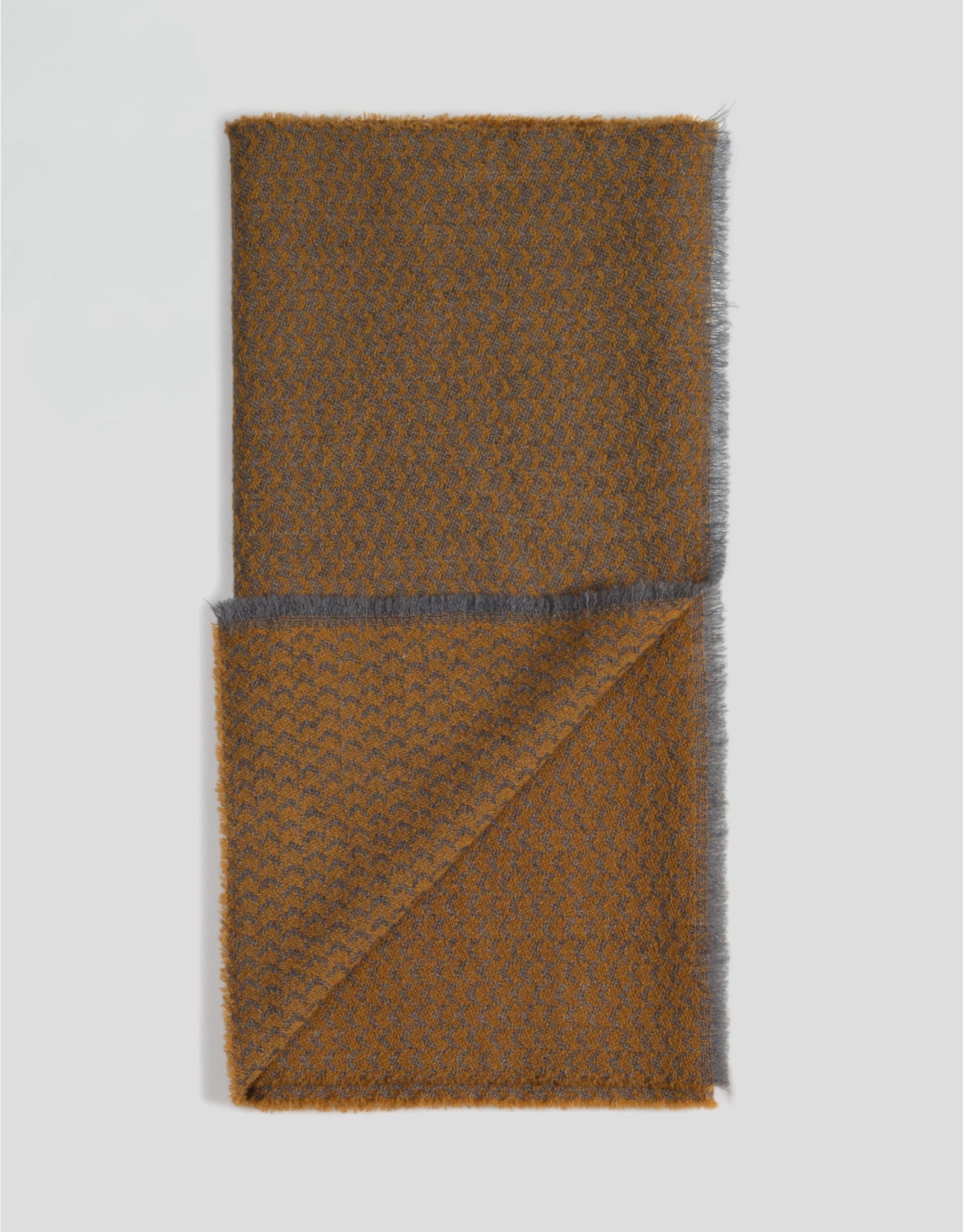 Gray and yellow wool scarf