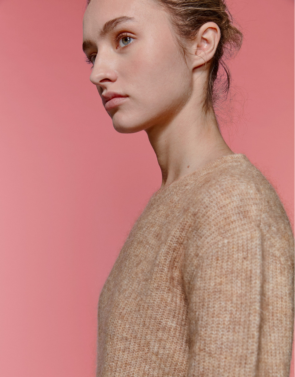 Jersey oversize cuello redondo avellana