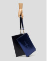 Blue metalized flat leather vanity case