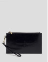 Black metalized flat leather vanity case