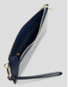 Blue metalized flat leather vanity case