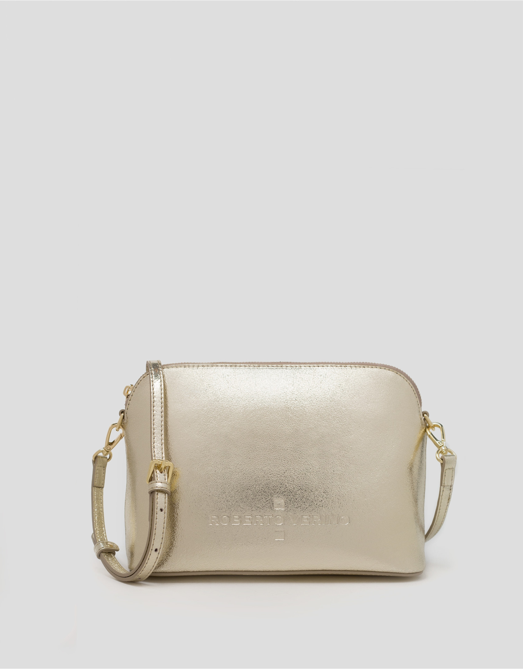 Shiny gold leather shoulder bag