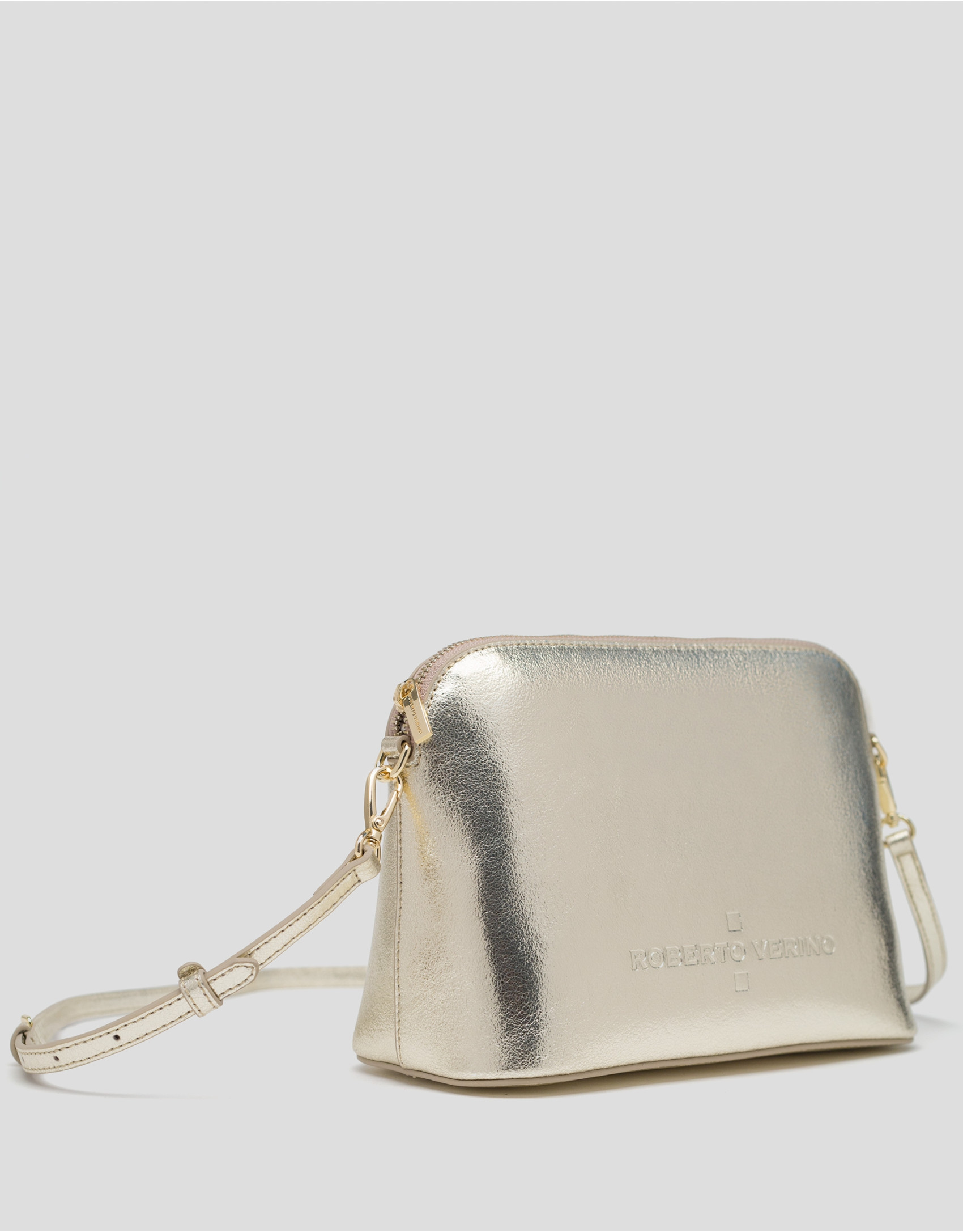 Shiny gold leather shoulder bag
