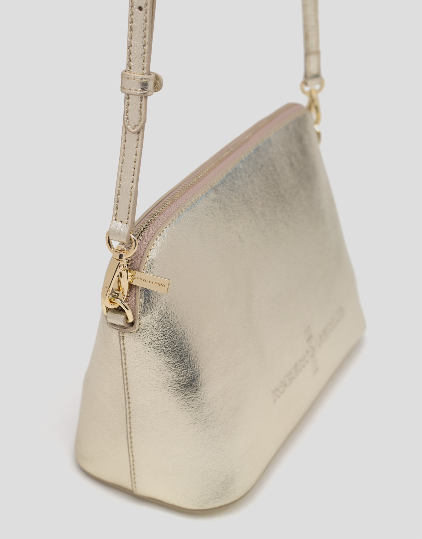 Shiny gold leather shoulder bag