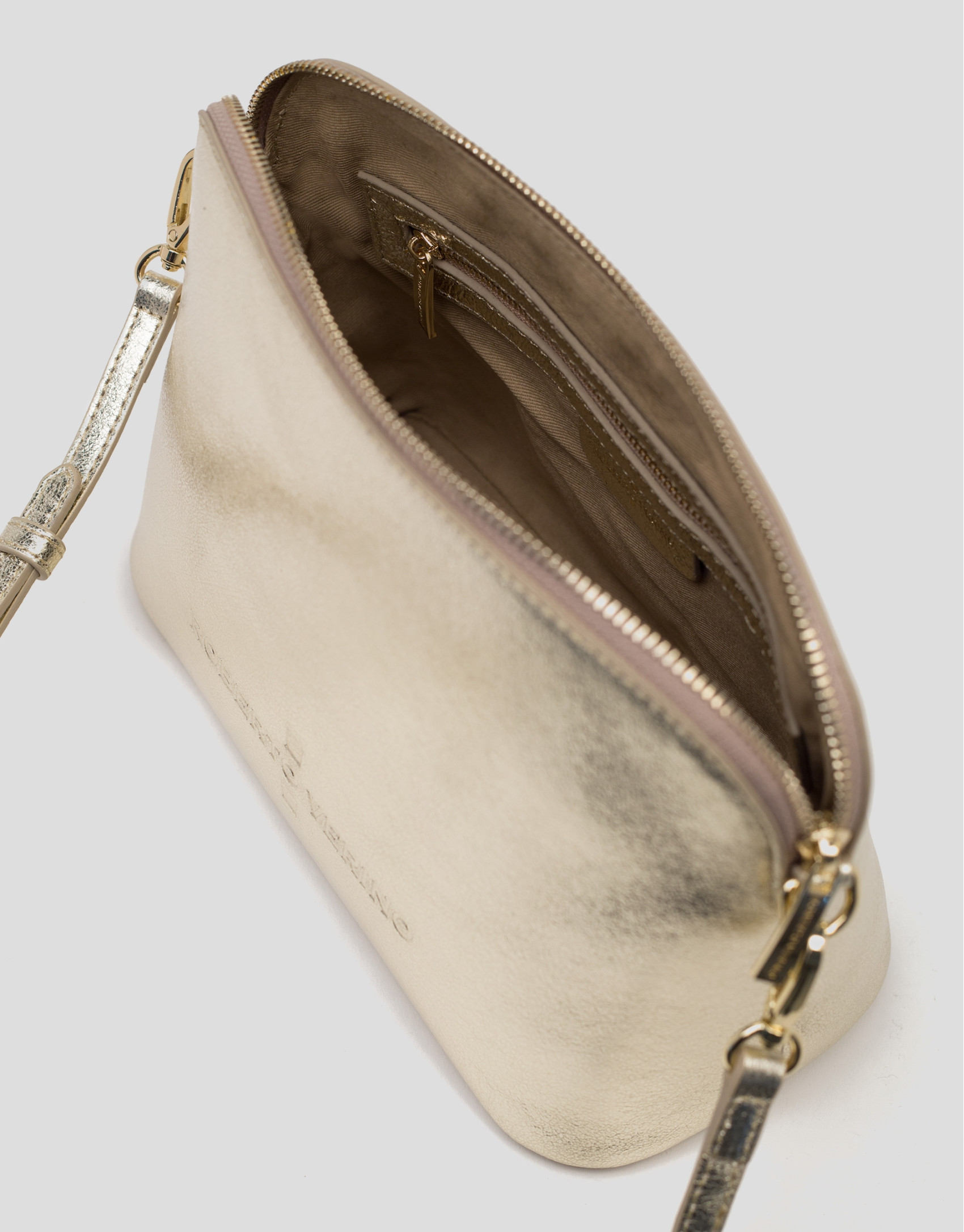 Shiny gold leather shoulder bag