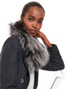 Natural colored fur tubular scarf with feathers
