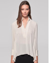 Ivory shirt with Mao collar and slit