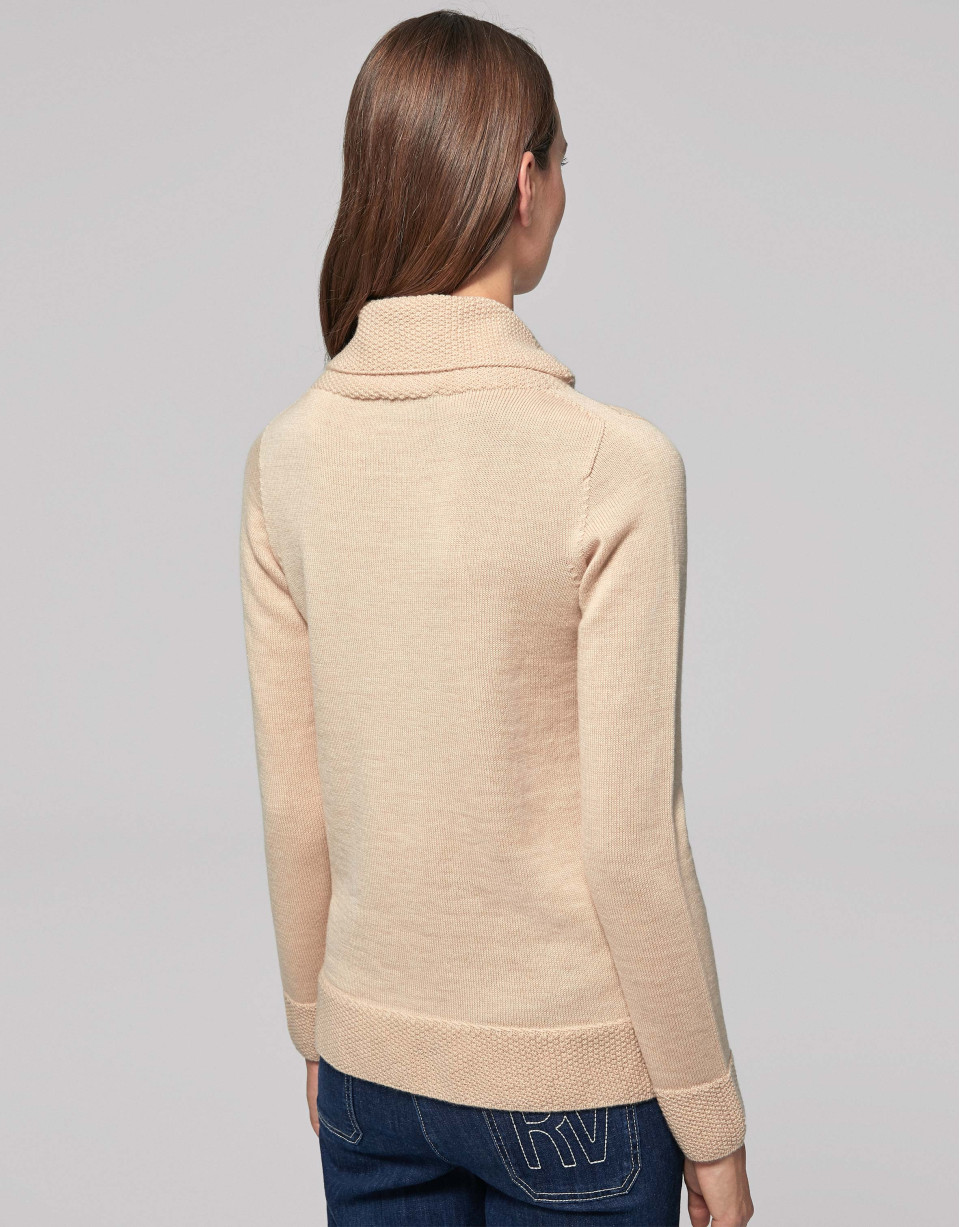 Jersey cuello vuelto flojo vainilla