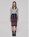 Blue knit midi RV jacquard skirt 
