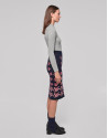 Blue knit midi RV jacquard skirt 