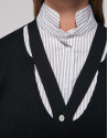 Chaqueta canalé negra manga larga