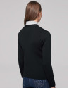 Chaqueta canalé negra manga larga