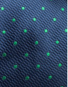 Corbata seda azul oscuro con lunares verdes