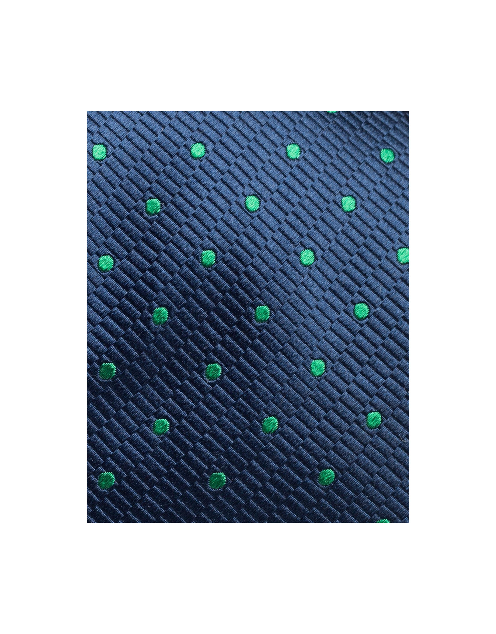 Corbata seda azul oscuro con lunares verdes