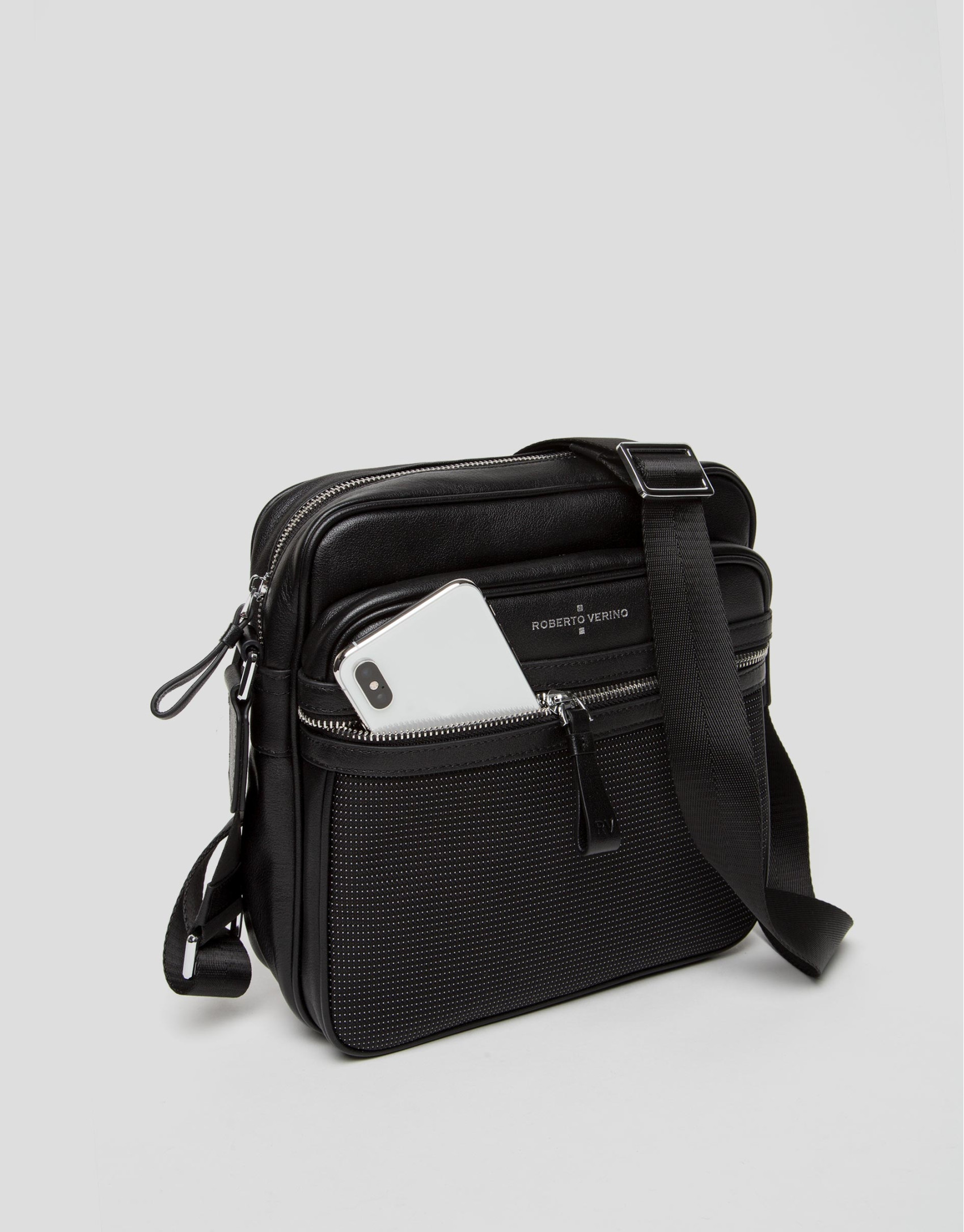 Black nylon two-part shoulder bag