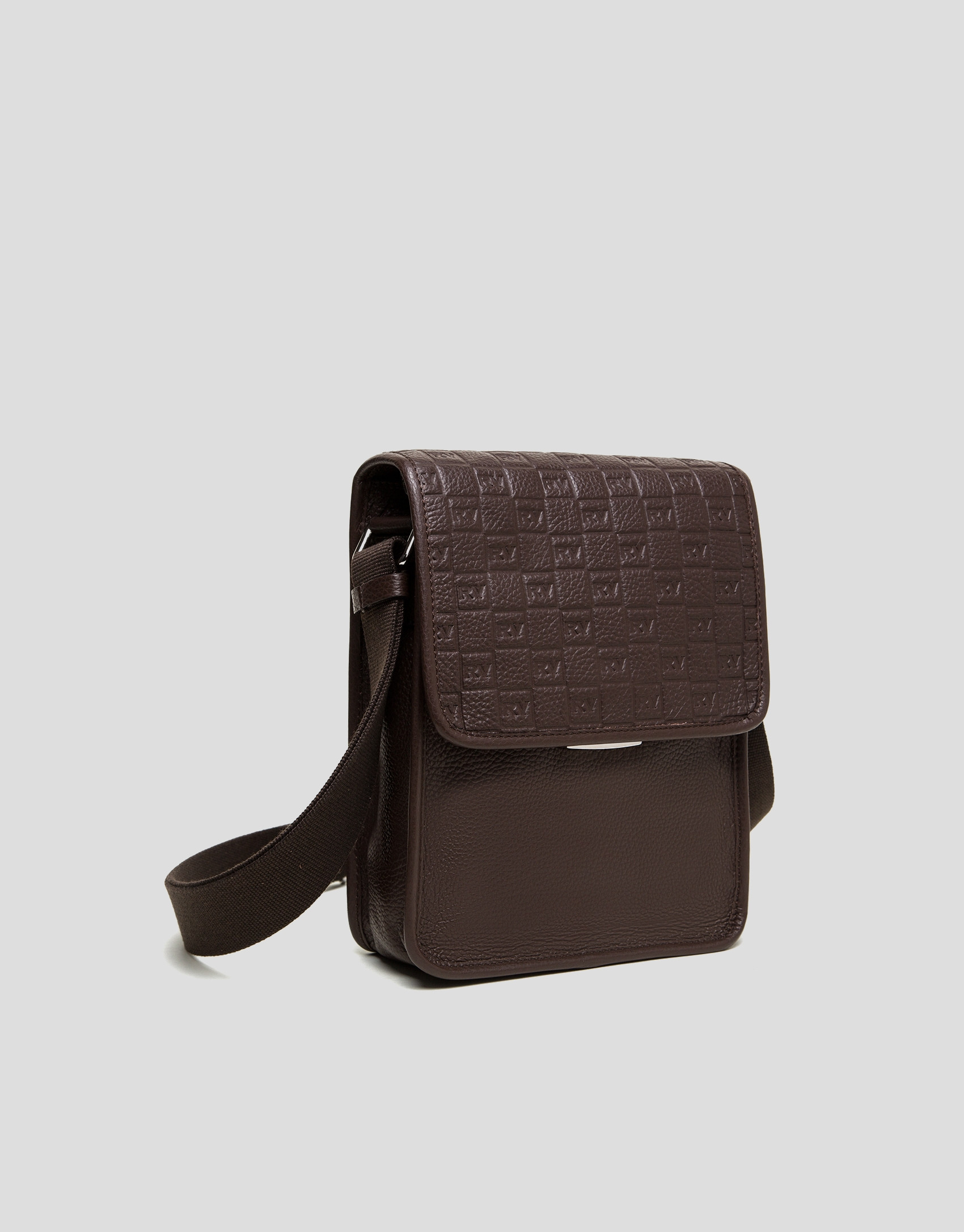 Men's brown leather shoulder bag