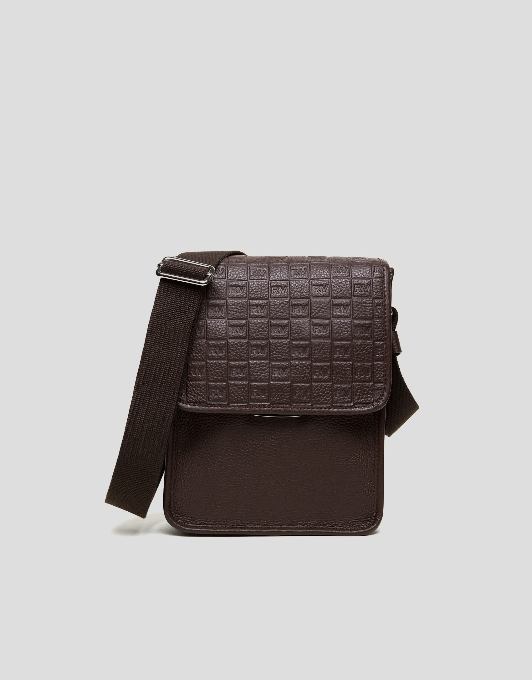 Men's brown leather shoulder bag