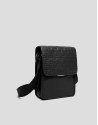 Men's black leather shoulder bag
