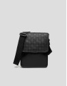 Men's black leather shoulder bag