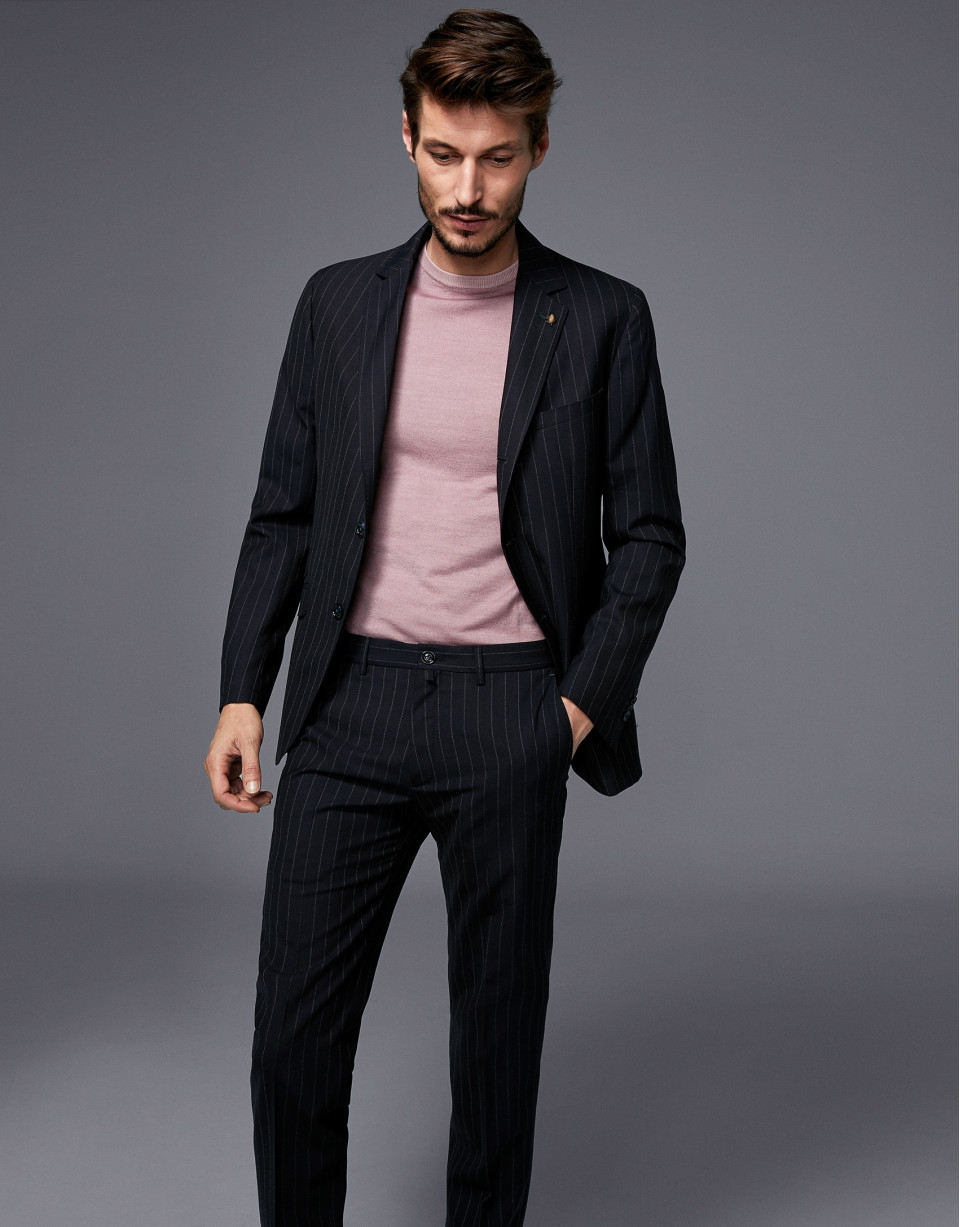 Navy blue pinstripe chino separate