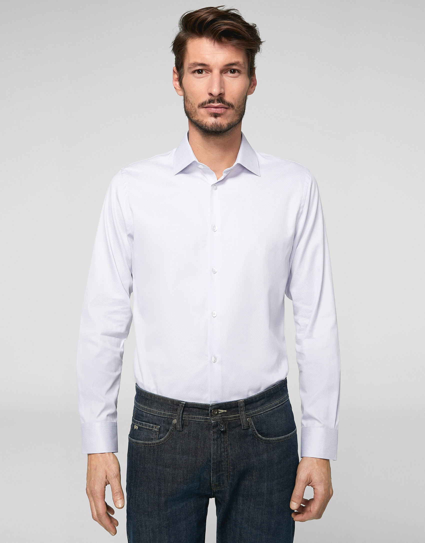 Light grey fake plain dress shirt