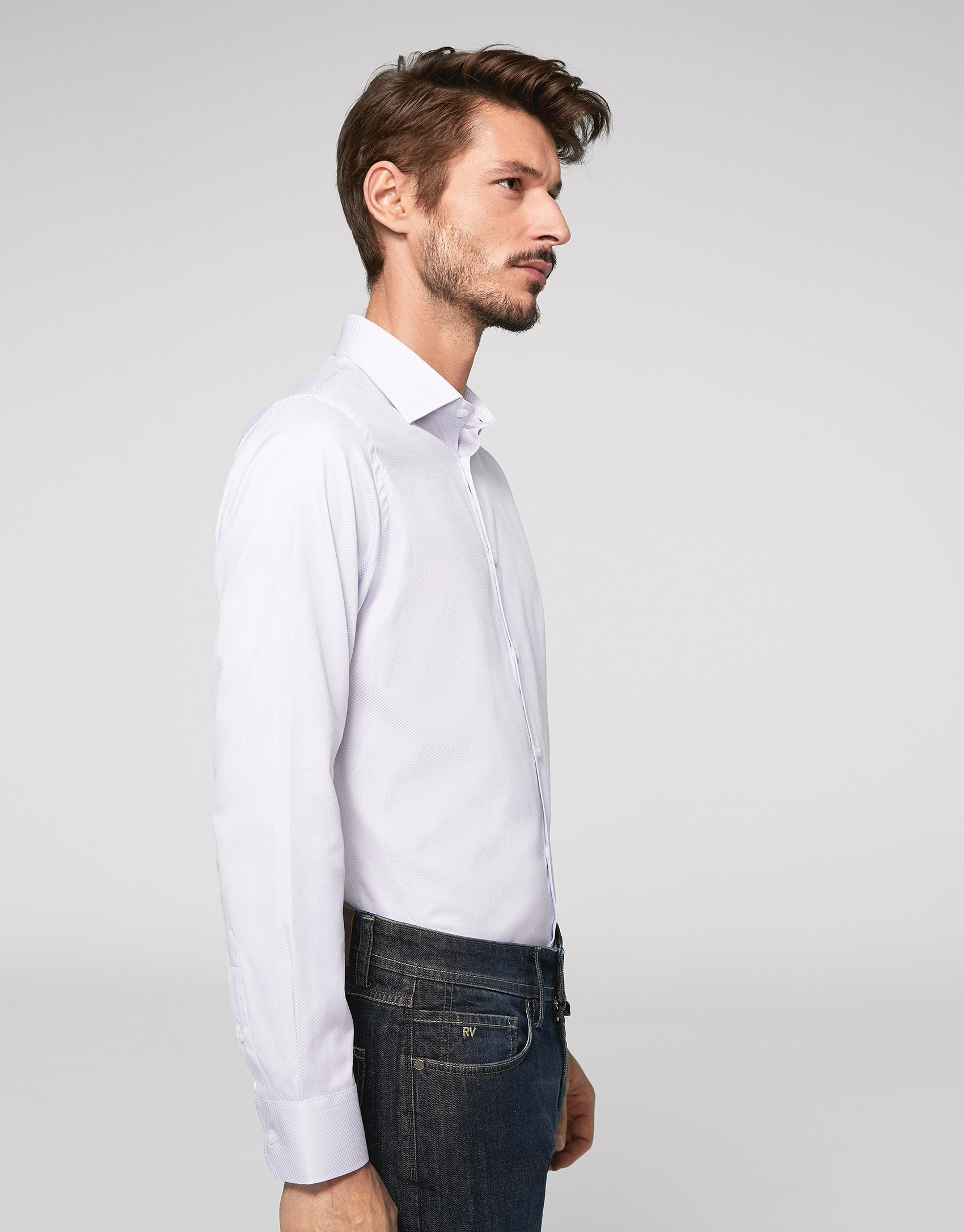 Light grey fake plain dress shirt