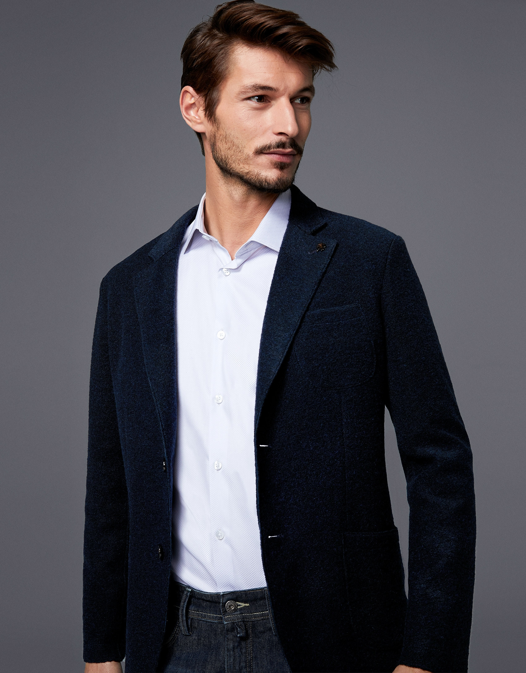 Light grey fake plain dress shirt