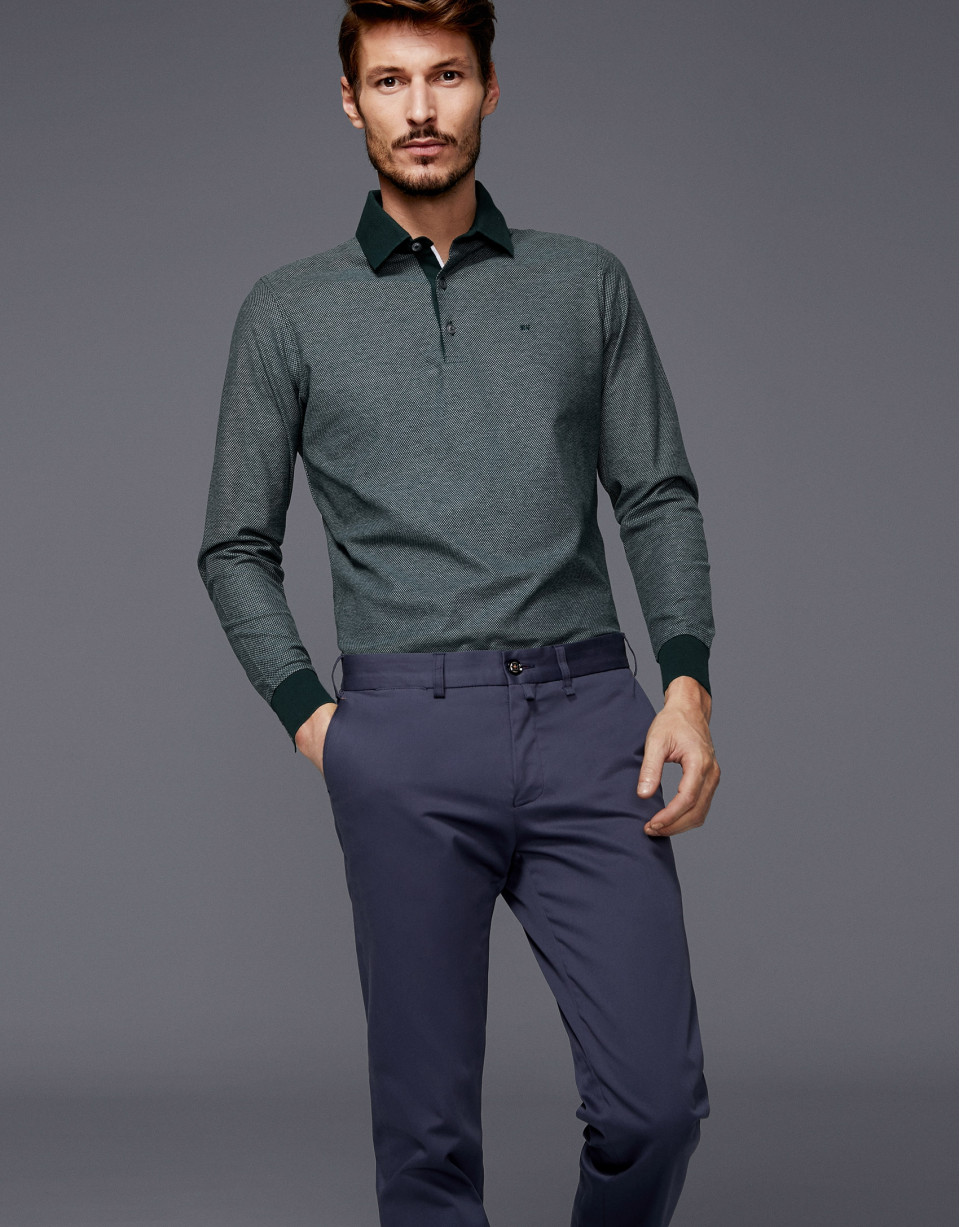 Green and white polo shirt