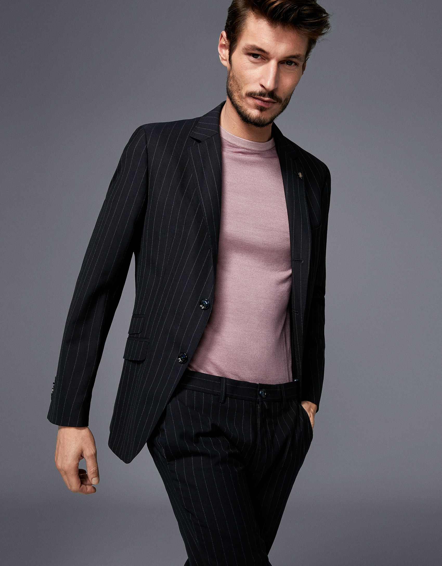 Navy blue pinstripe chino separate