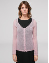 Cárdigan escote pico rosa