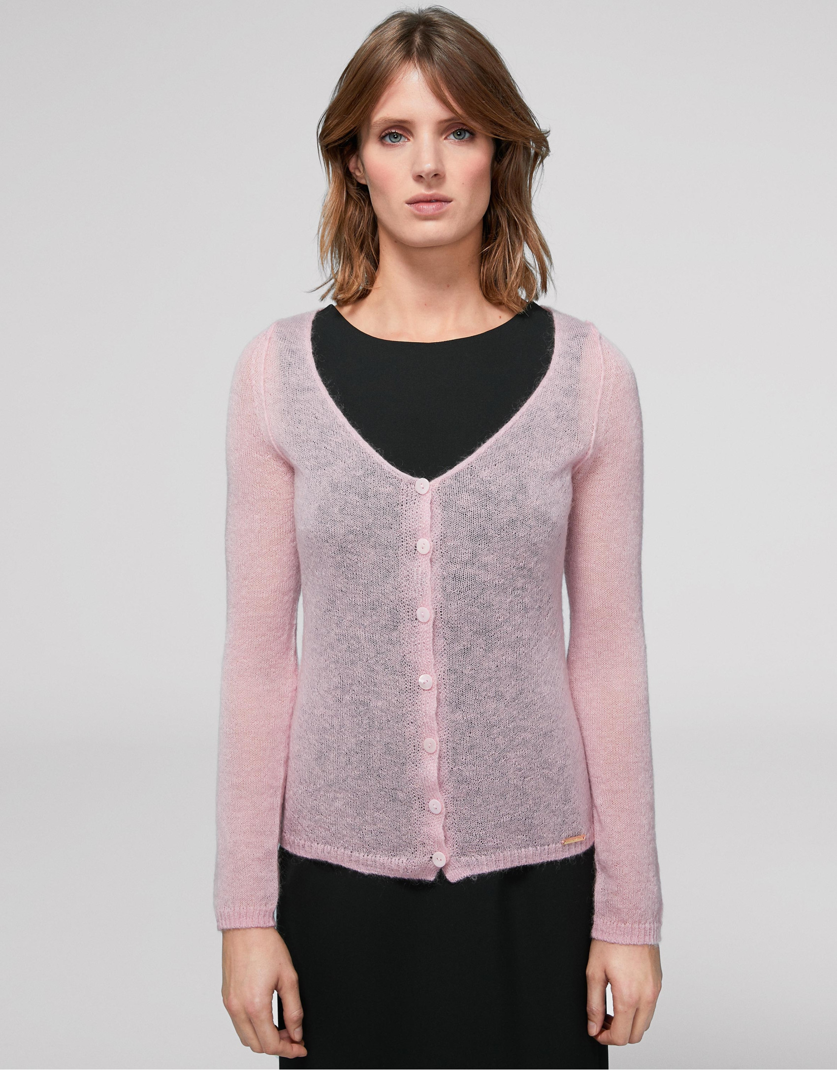 Pink cardigan with V-neck