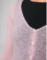 Cárdigan escote pico rosa
