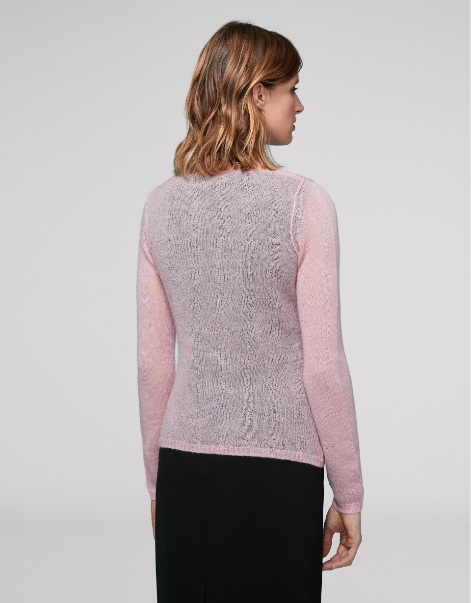 Pink cardigan with V-neck