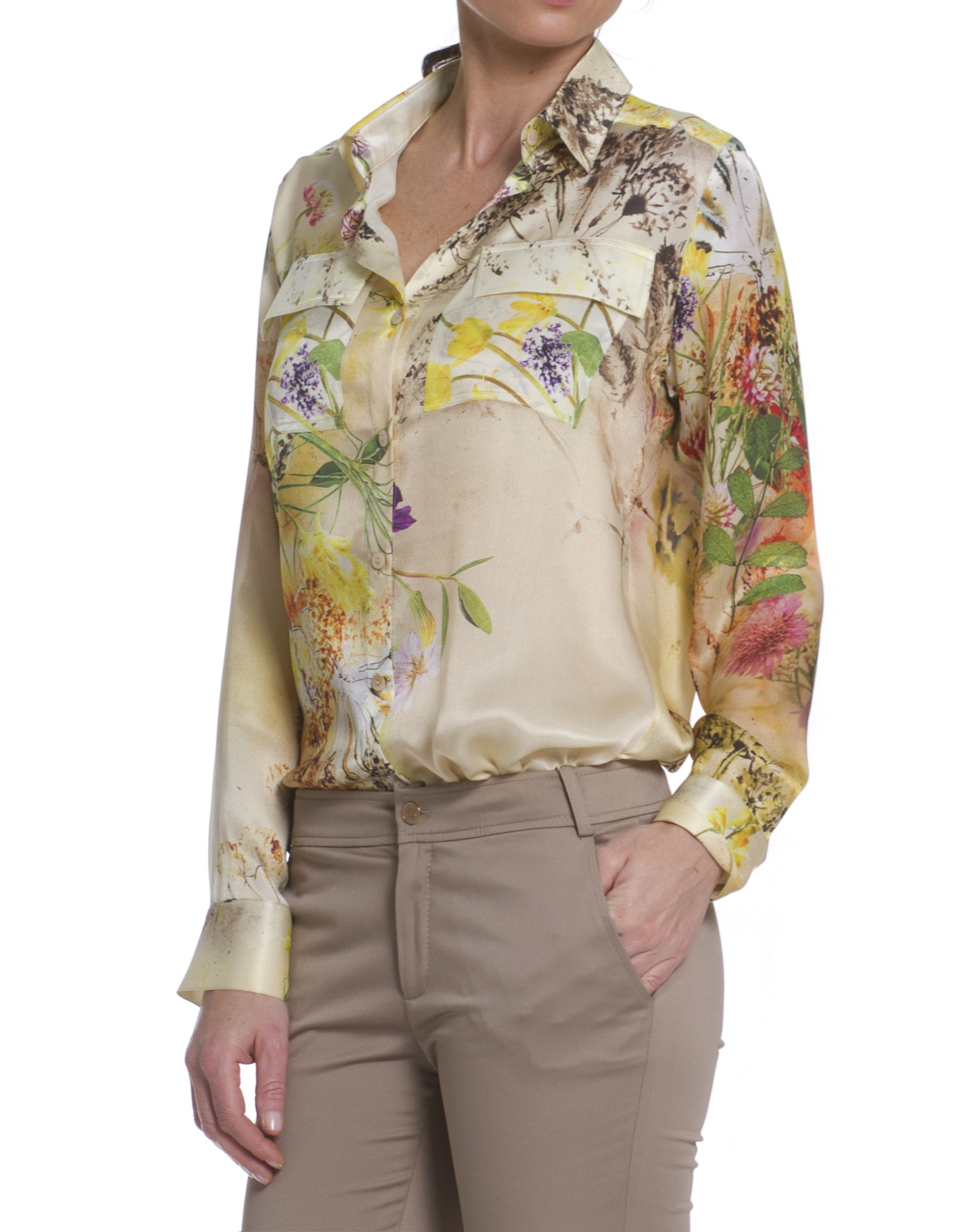 Long sleeve silk shirt 