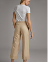 Pantalón pierna ancha y cintura alta vainilla