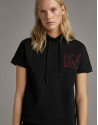 Sudadera manga corta murciélago negra con bordado de logo RV