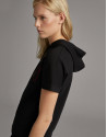 Sudadera manga corta murciélago negra con bordado de logo RV