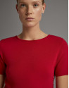 Vestido midi de punto rojo con jacquard RV en lateral
