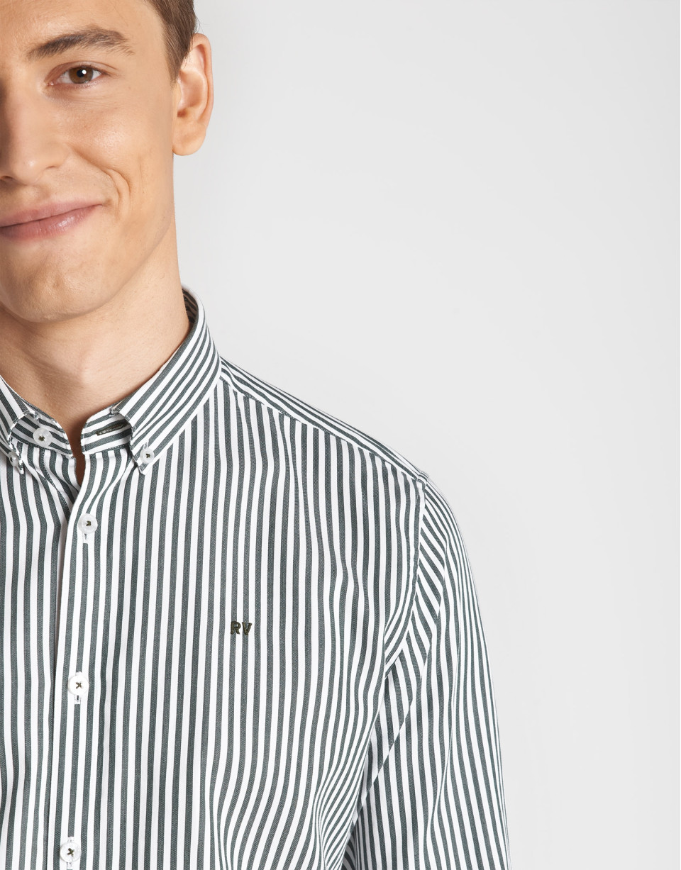 Camisa sport rayas caqui - Hombre - OI2020 | Roberto Verino