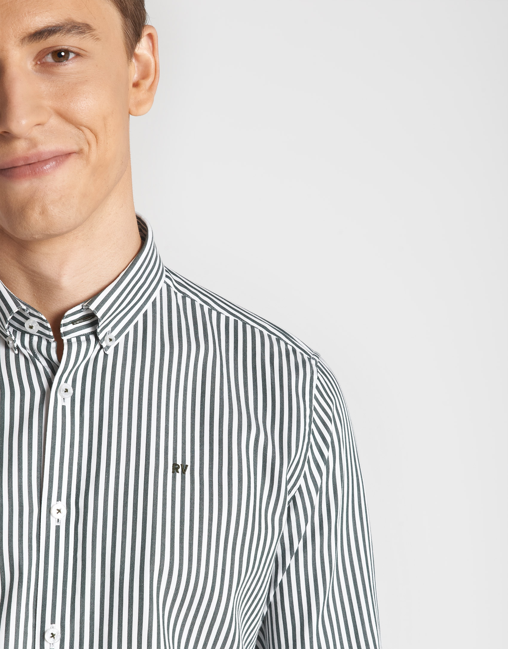 Khaki striped sport shirt - Man - AW2020 | Roberto Verino