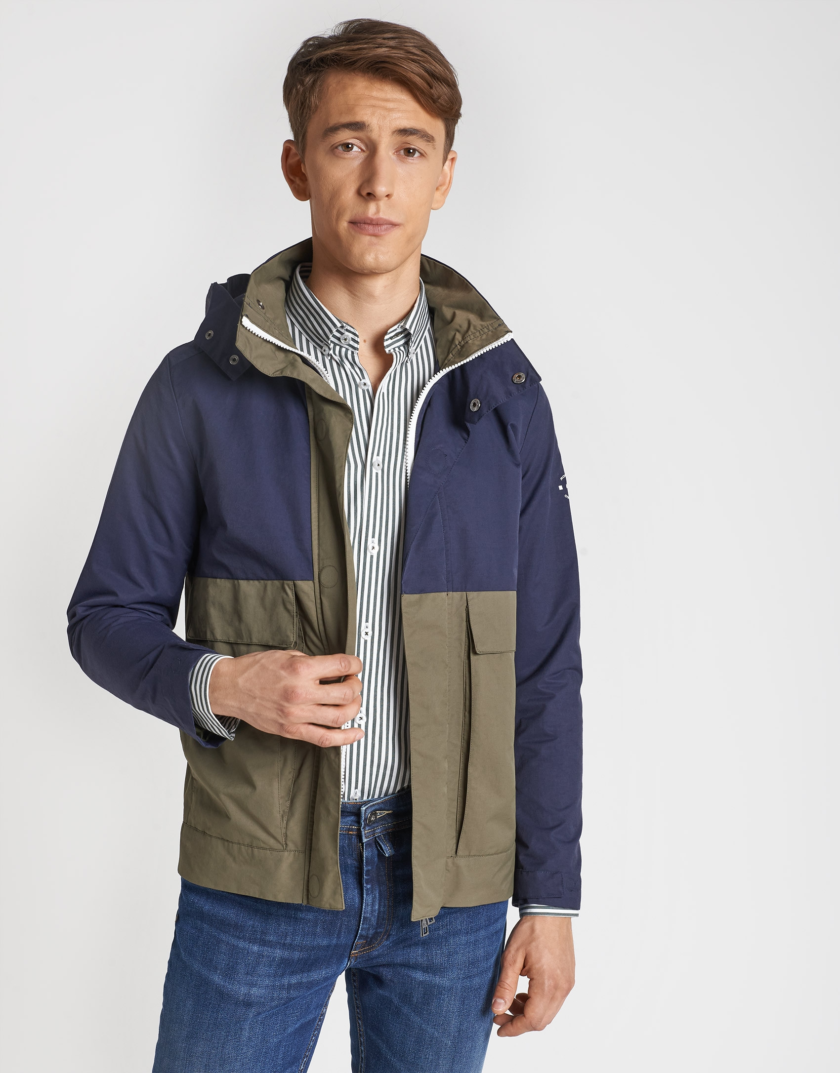 Khaki striped sport shirt - Man - AW2020 | Roberto Verino