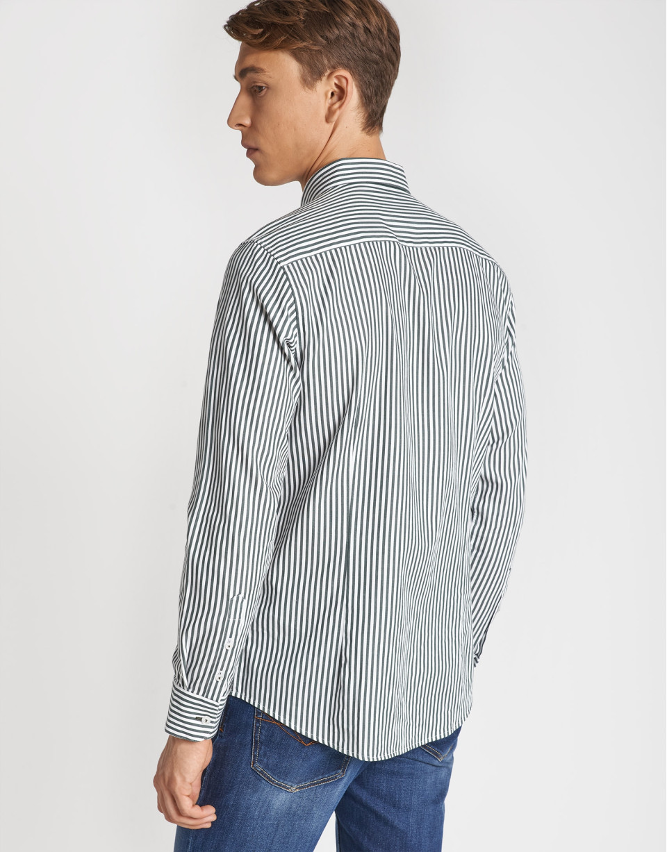 Khaki striped sport shirt - Man - AW2020 | Roberto Verino