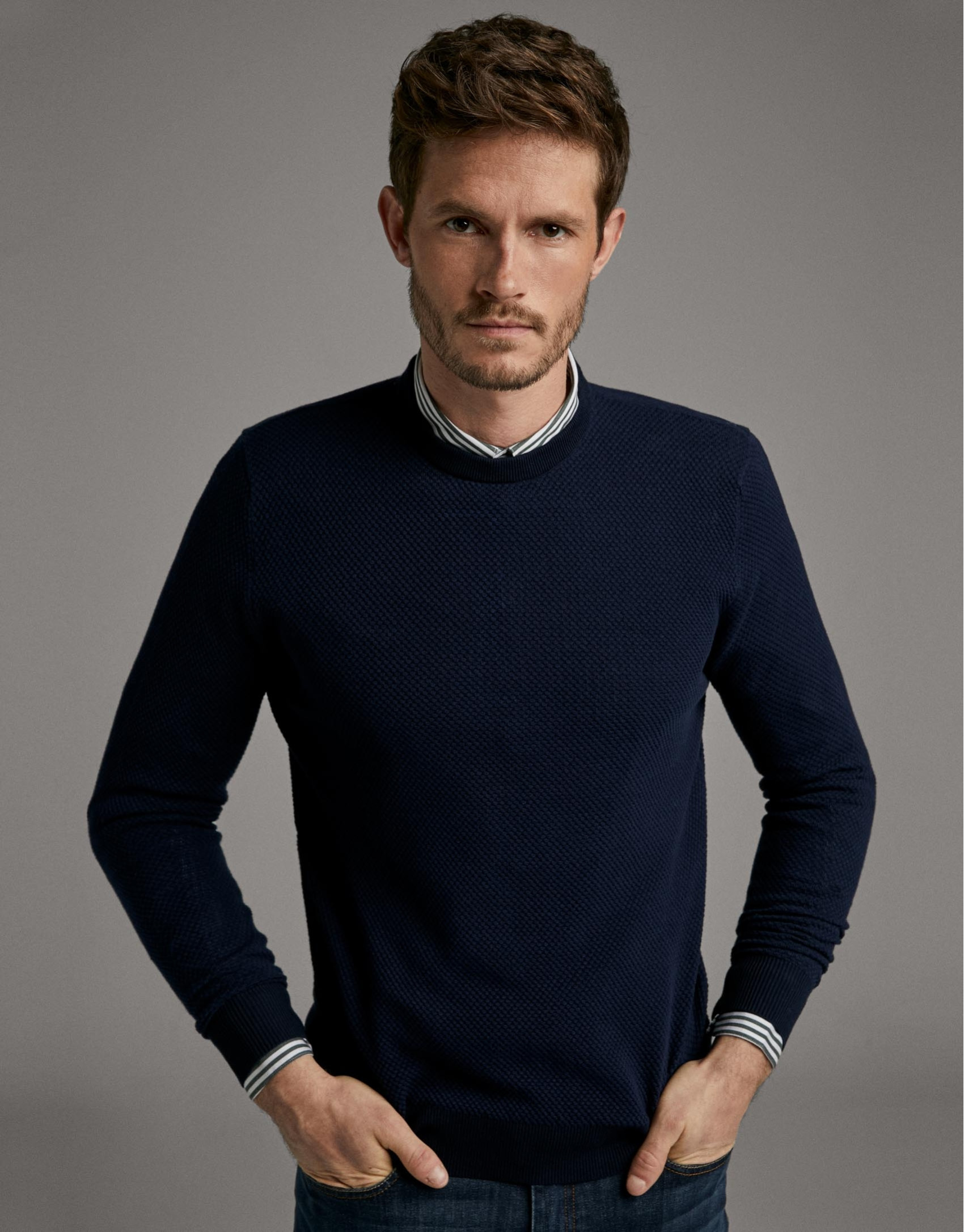 Jersey punto arroz azul marino - Hombre | Roberto Verino