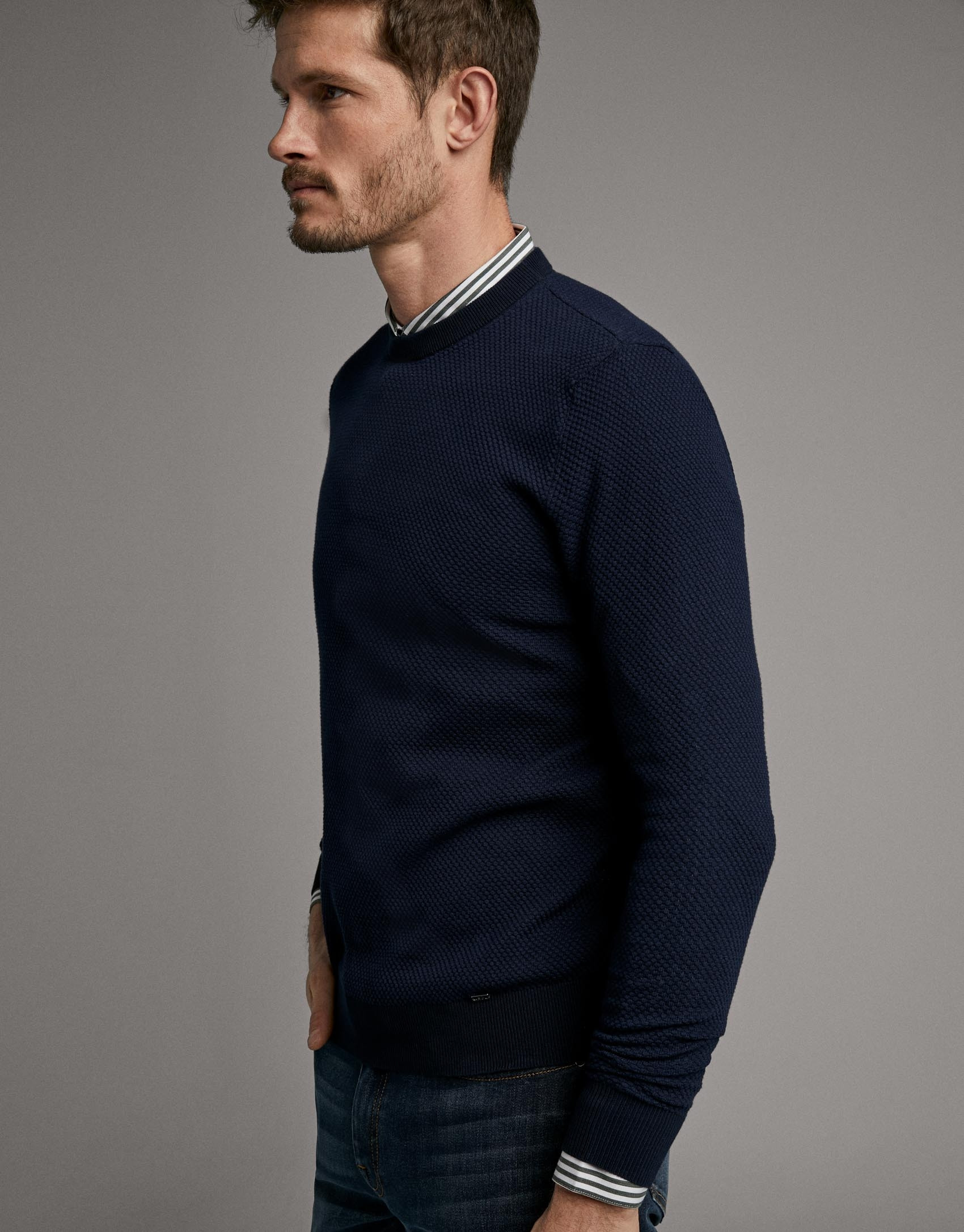 Jersey punto arroz azul marino - Hombre | Roberto Verino