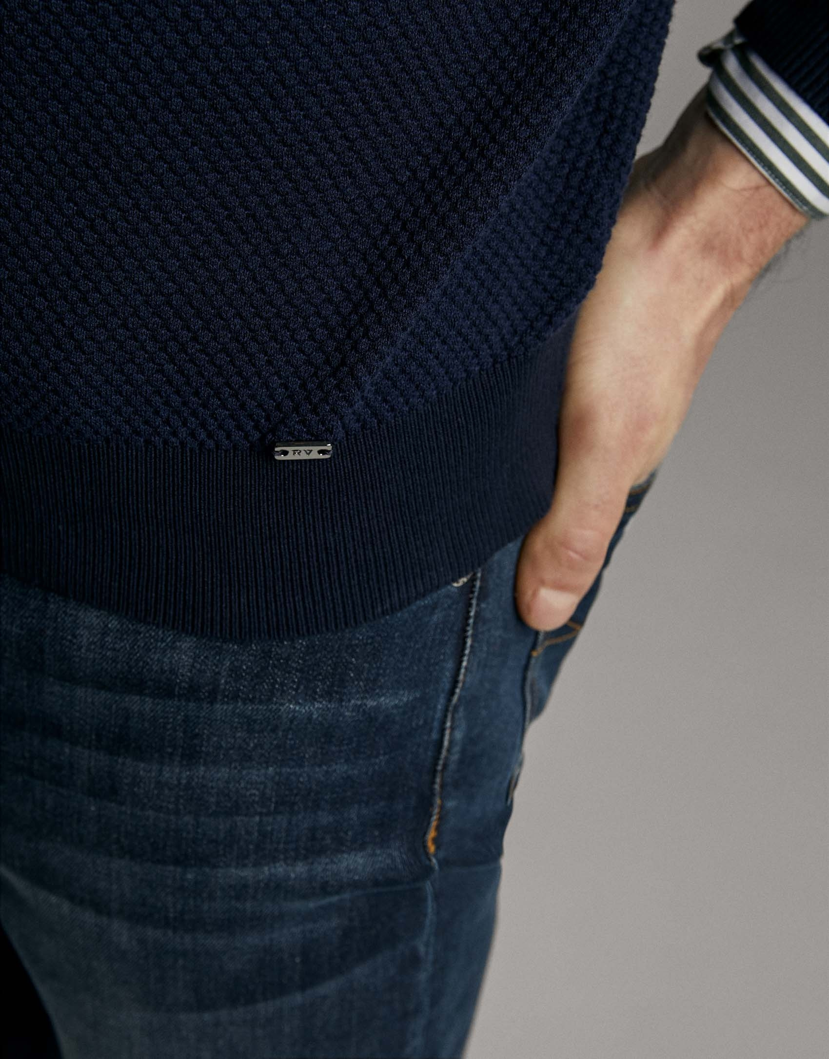 Jersey punto arroz azul marino - Hombre | Roberto Verino