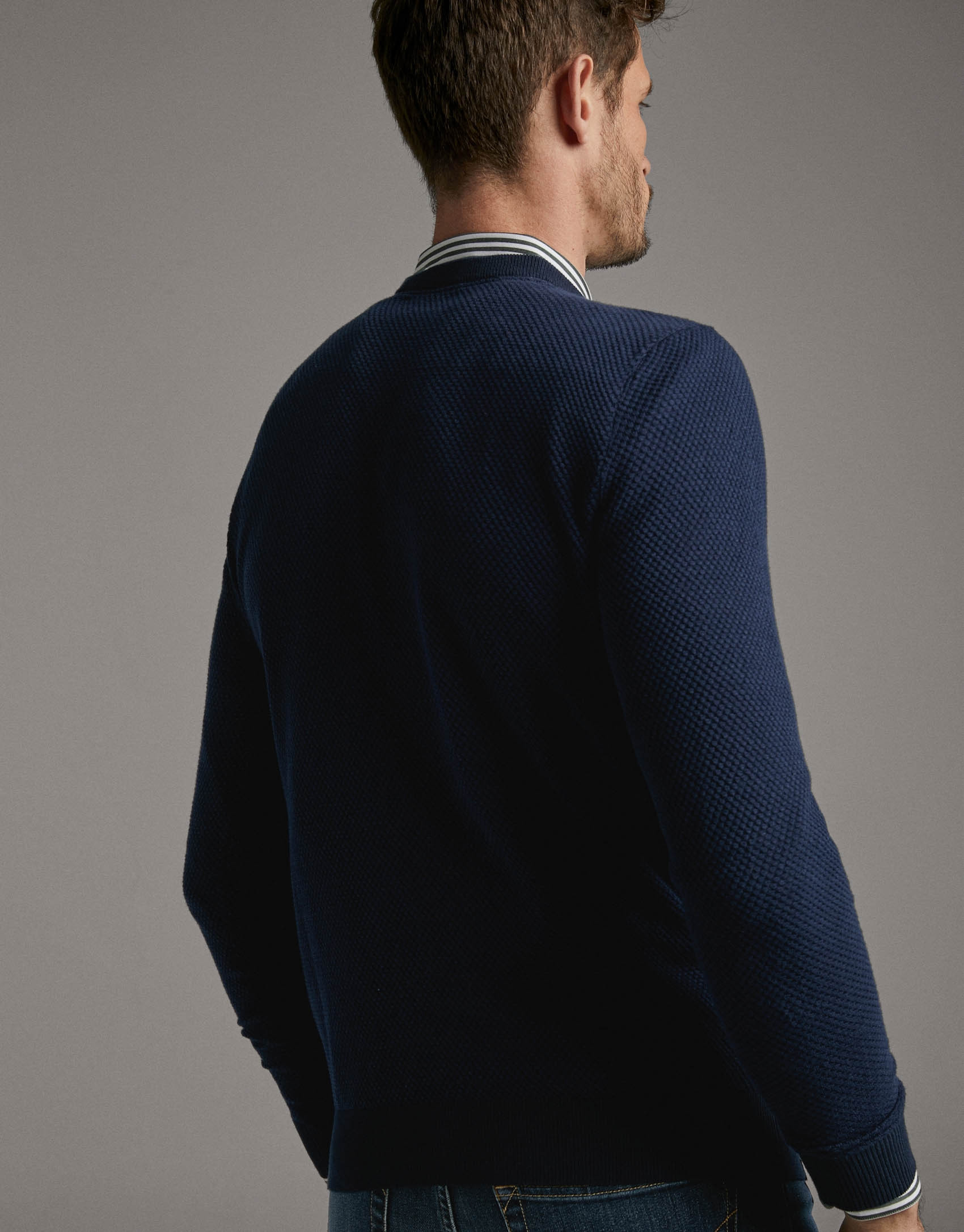 Jersey punto arroz azul marino - Hombre | Roberto Verino
