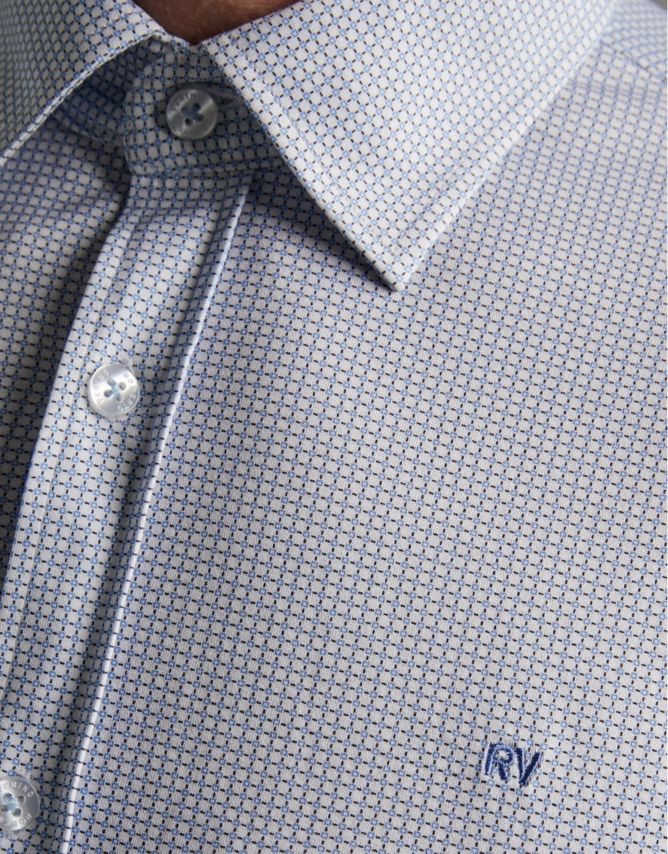 Light blue geometric print knit sport shirt | Roberto Verino